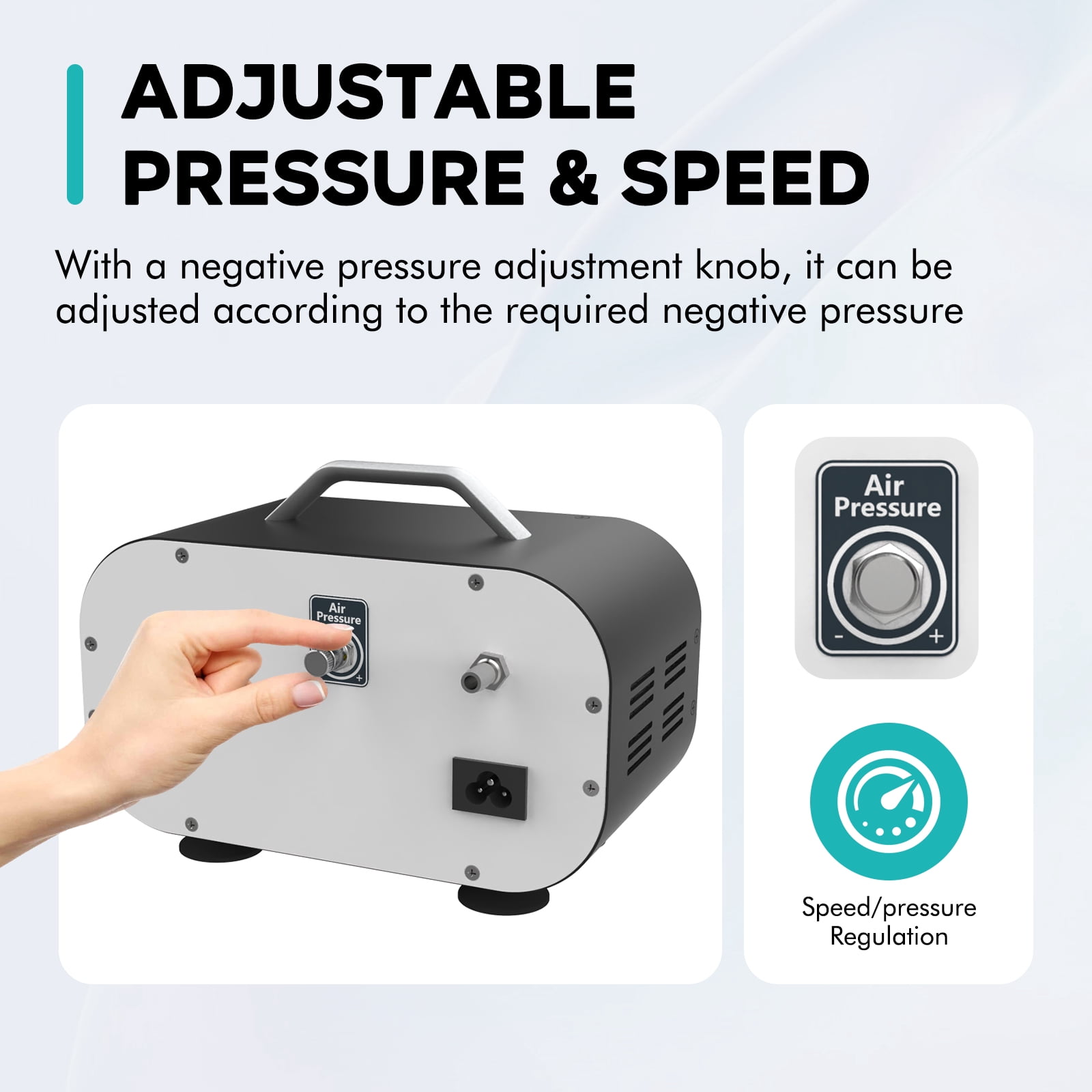 LAB FISH VP-20PRO Oil-Free Vacuum Pump, 20L/min, Adjustable Vacuum & Flow, 0.08MPa, for Laboratory, Research, Industrial Use – Maintenance-Free, Low Vibration