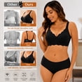 thumbnail image 6 of CucumberDay Wireless Bras for Women Plus Size Full Coverage T-Shirt Bra with Soft Support Wide Side Wings, U-Back Comfort Seamless Bra, Black, M, 6 of 10