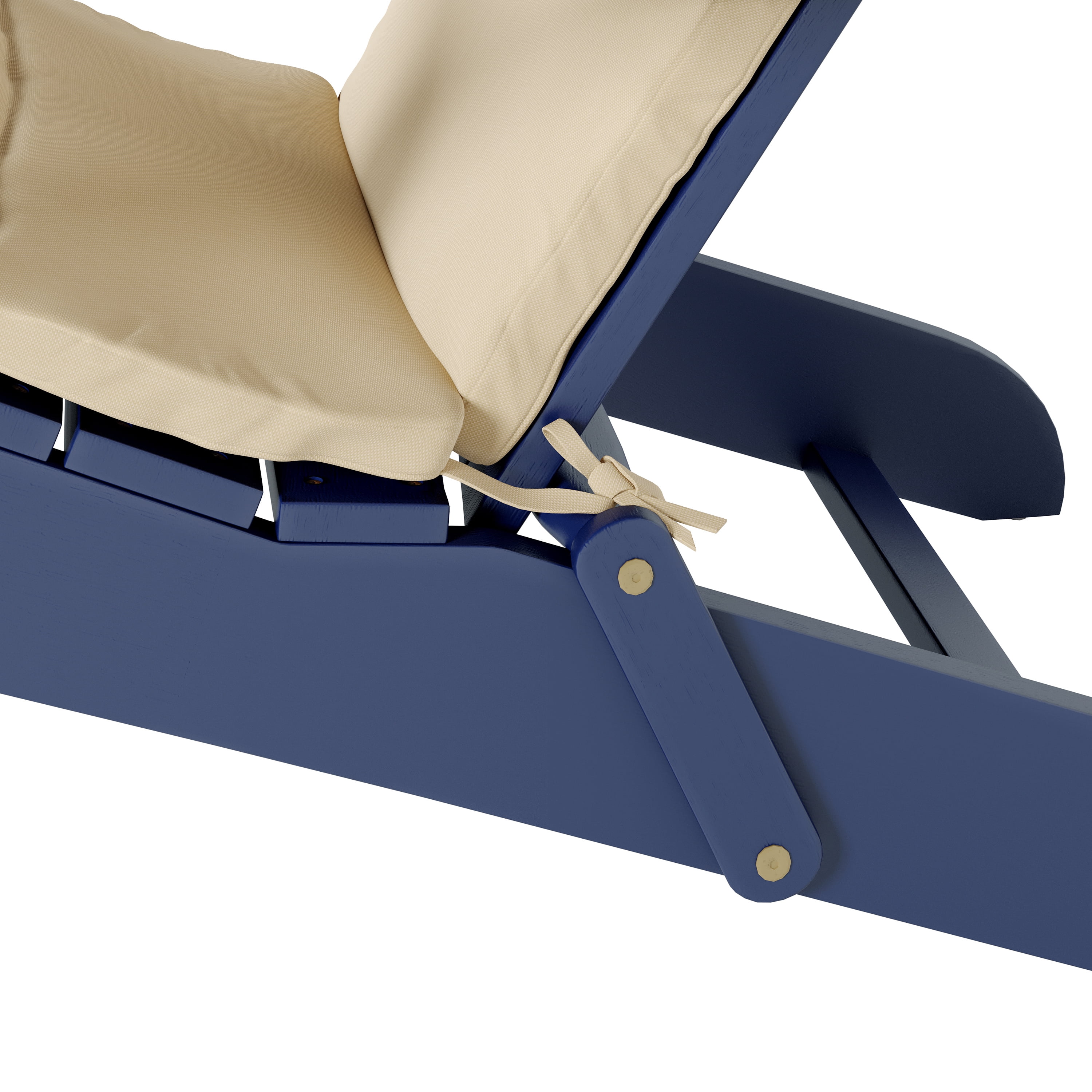 Ariel Outdoor Acacia Wood Folding Adirondack Chairs with Cushions (Set of 4), Navy Blue and Khaki