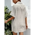 thumbnail image 2 of Cupshe Women's Casual Cotton Shirt Dress Button Down Stripe Short Sleeves,L, 2 of 5