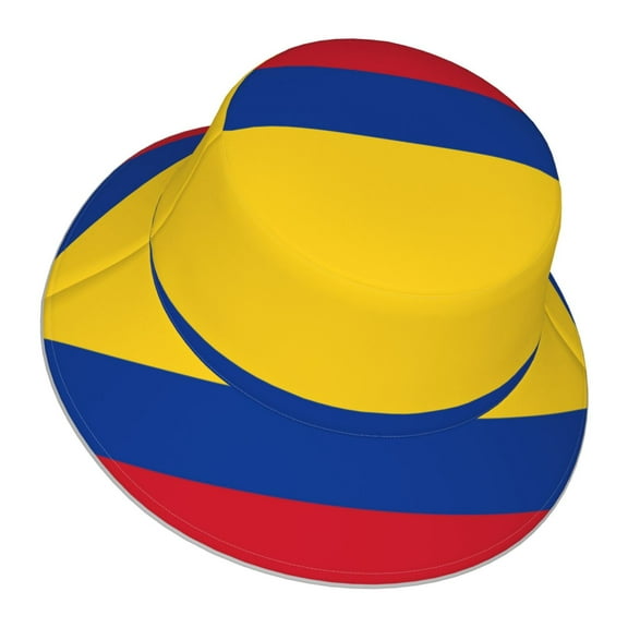 Colombia Flag Bucket Hat With Reflective Stripe Beach Sun Fishing Hat Reversible For Men Women