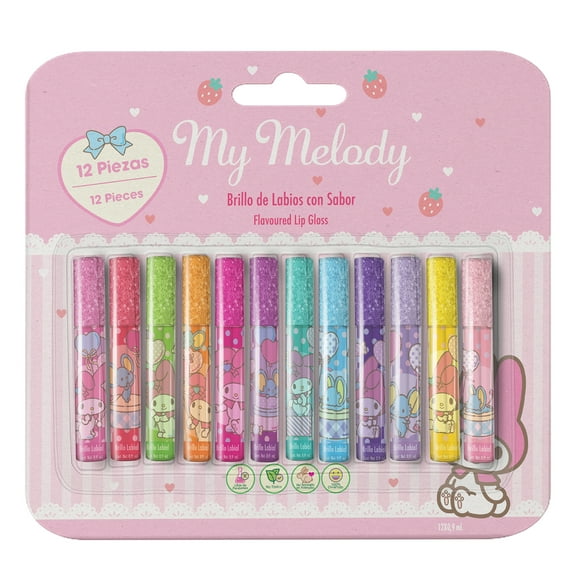 Brillo Labial Infantil Kuromi & My Melody con Glitter y Etiquetas Divertidas, Set para Niñas Creativas - MAKEUPERIA