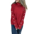 thumbnail image 3 of Women'S Oversized High Neck Chunky Pullover Cowl Neck Long Sleeve Winter Slouchy Loose Knit Sweaters Wine Red XXXL, 3 of 8