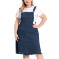 thumbnail image 1 of Women's Plus Size Overall Dresses Frayed Adjustable Strap Irregular Hem Denim Dress Navy Blue 4X, 1 of 7