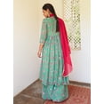 thumbnail image 6 of Janasya Women's Green Georgette Digital Floral Printed Angrakha Kurta with Palazzo and Dupatta, 6 of 6