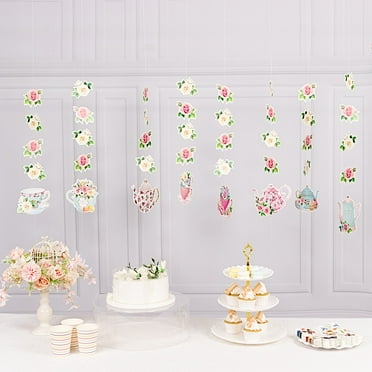 BalsaCircle 8 Assorted 40 in Double Sided Floral Tea Paper Hanging Party Garlands Party Events Decorations Supplies
