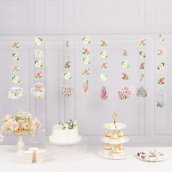 BalsaCircle 8 Assorted 40 in Double Sided Floral Tea Paper Hanging Party Garlands Party Events Decorations Supplies