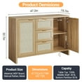 thumbnail image 2 of CazToi Farmhouse Sideboard 2 Doors 3 Rattan Drawers Adjustable Shelves Multiroom Storage Brown, 2 of 7