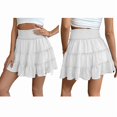 thumbnail image 4 of Womens Summer Flowy High Waist Ruffle Casual Cute Boho Beach Short Skirts Built-in Shorts White S, 4 of 8
