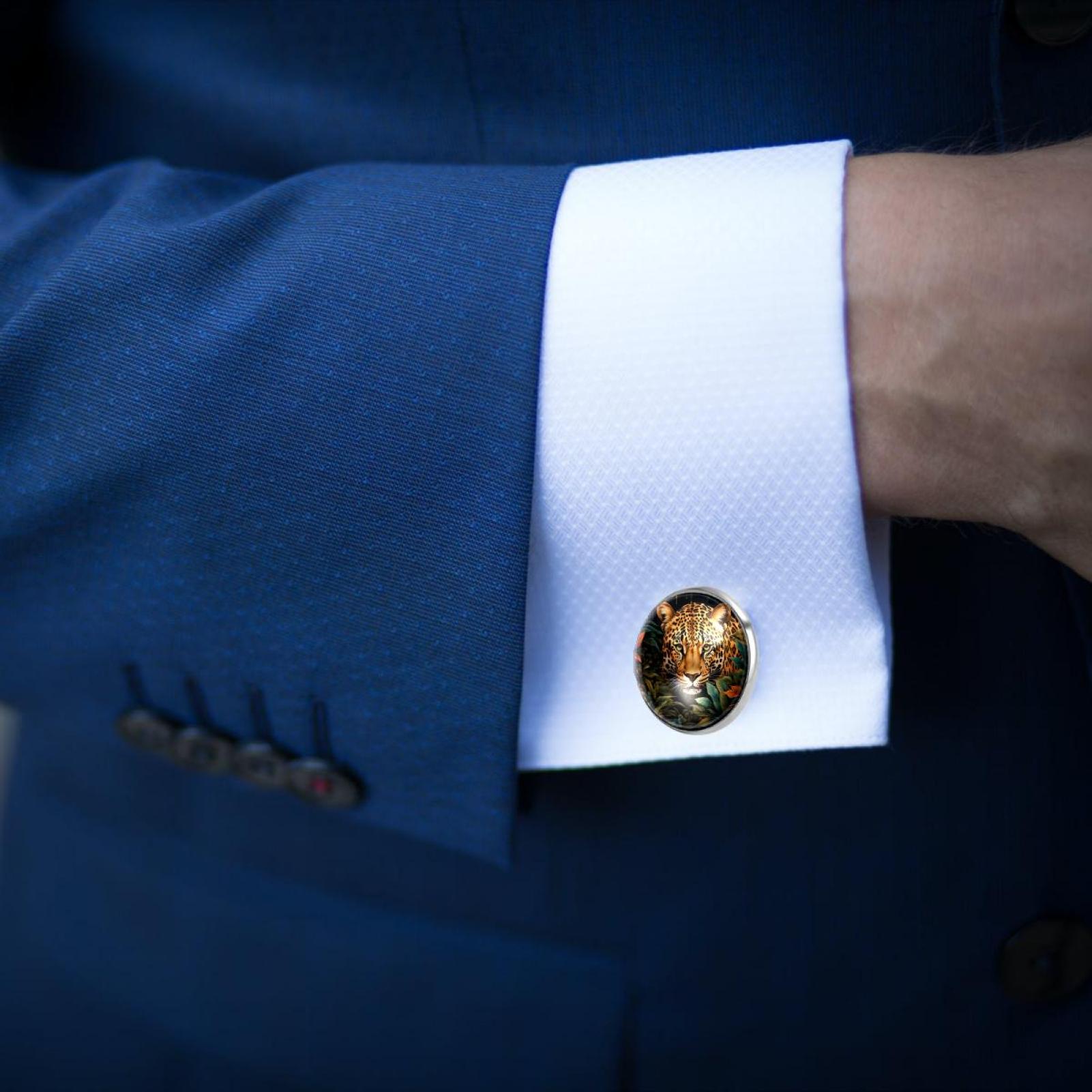 Leopard Premium Stainless Steel Cufflink Sets for Men - Ideal for Dress ...