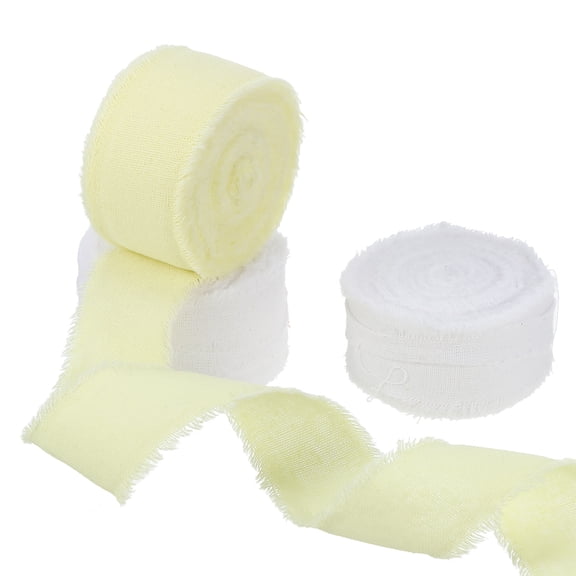 Uxcell Cotton Handmade Fringe Ribbon 1 Inch x 21 Yard Frayed Fringe Ribbons Cream/White 3 Roll