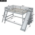 thumbnail image 2 of Bellemave Full Over Full Bunk Bed with Slide and Bookshelves, Solid Wood Full Size Floor Bunk Bed with Inclined Ladder, Bunk Loft Bed Frame for Teen (Grey), 2 of 8