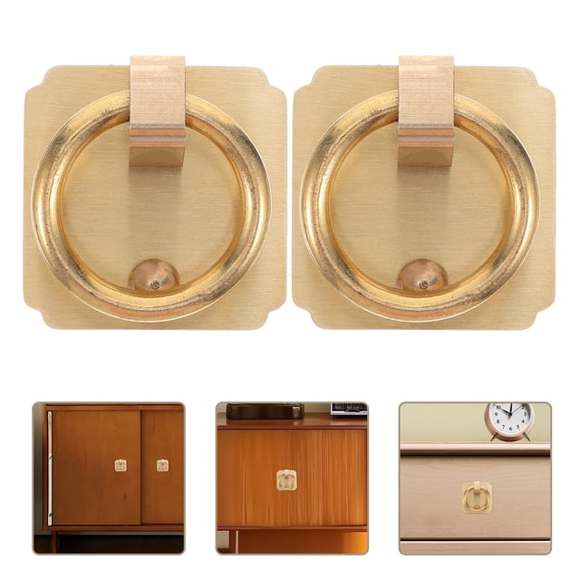 TEHAUX 2Ud De Puerta De Latón Dorado Con Cuadrado Retro Para Puertas Y Muebles