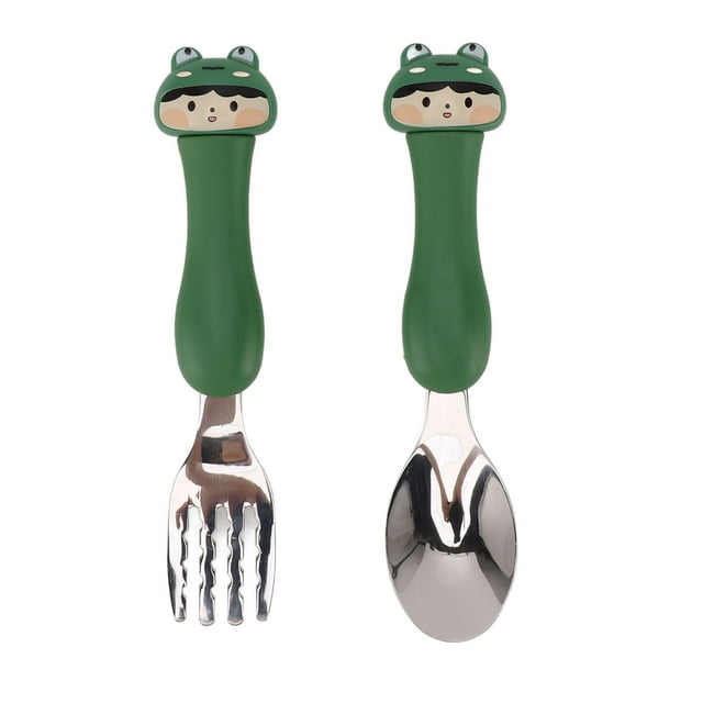 Toddler Utensils Set, 6 Piece Spoon Fork, Stainless Steel Feeding Training Spoons Forks With Travel Case, Cute Cartoon Handle