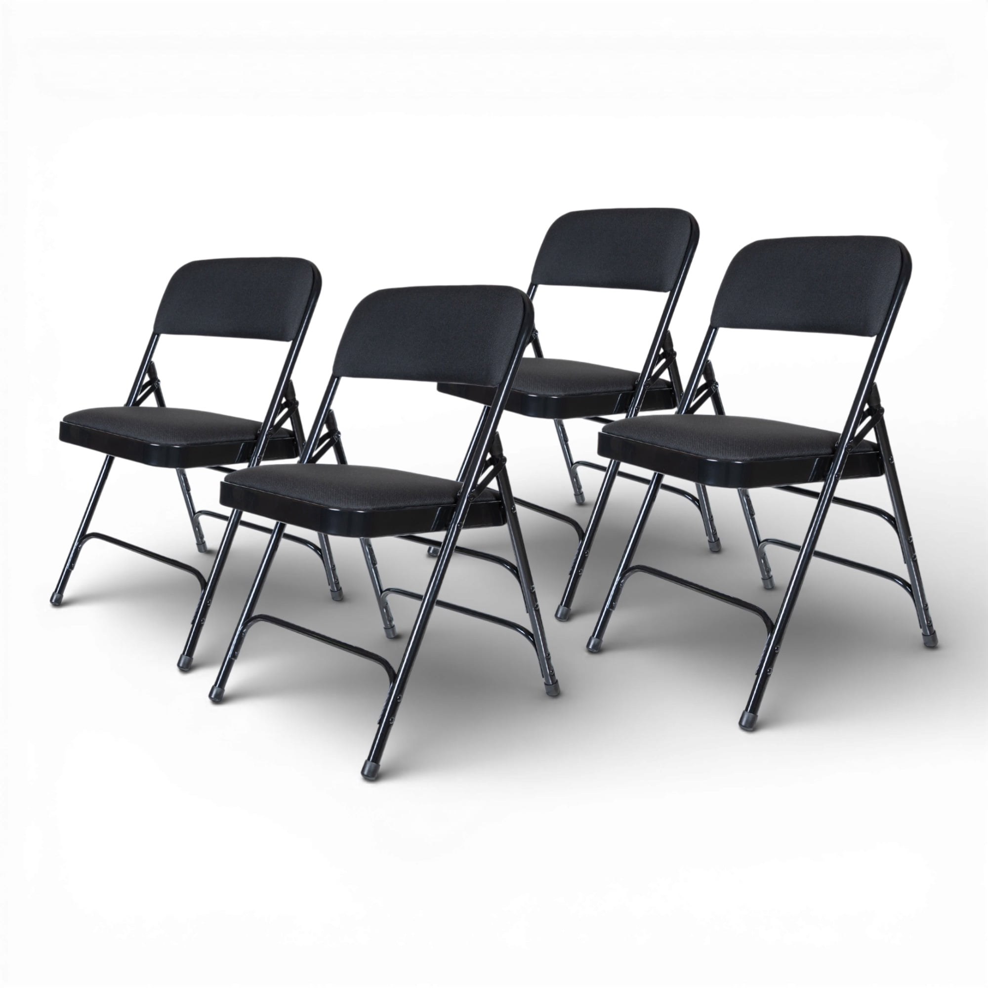 Hampden Furnishings Bernadine Collection Fabric Triple Brace Folding Chair, Black, Pack of 4