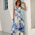 thumbnail image 5 of Blue Chinoiserie Toile Lady Dress Summer Street Style Bohemia Long Dresses Female Sleeveless Printed Maxi Dress, 5 of 9