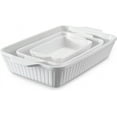 thumbnail image 1 of DOWAN Casserole Dishes for Oven, Baking Dishes Set, Ceramic Bakeware Sets of 3, Lasagna Pan Deep, Rectangular Baking Pan Set with Handles for Baking, Casserole, Kitchen, Wedding Gift, White, 1 of 8