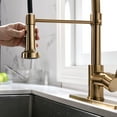 thumbnail image 6 of Kitchen Faucet with Sprayer, Modern Single Handle Pull Down Sprayer Spring Matte Golden Kitchen Sink Faucet with LED Light, 6 of 8