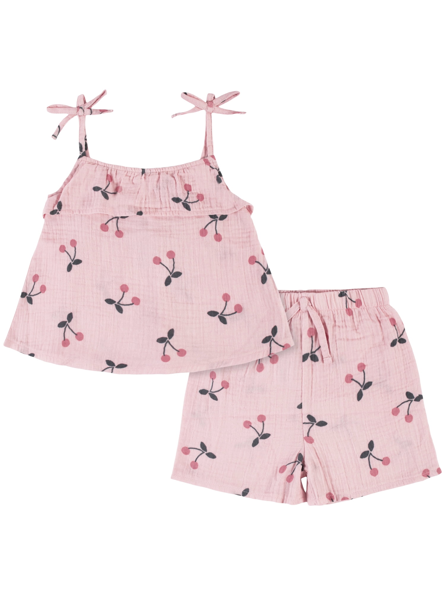 Modern Moments by Gerber Baby & Toddler Girls Gauze Tank Top and Short, 2 Piece Outfit Set, (12M - 5T)