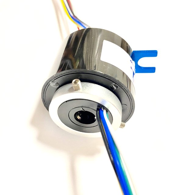 Taidacent Anillos deslizantes giratorios conductores de orificio pasante Anillo de cepillo eléctrico Anillo deslizante de conector eléctrico giratorio (diámetro interior 8 mm 6 cables 5 A)