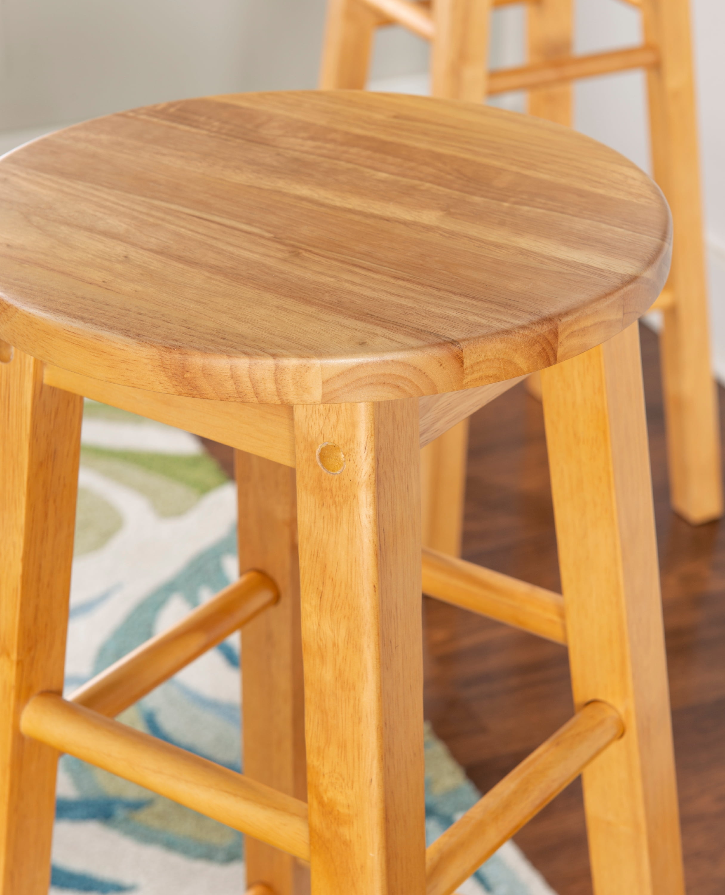 Linon McMullen 29" Backless Indoor Round Bar Stool, Natural