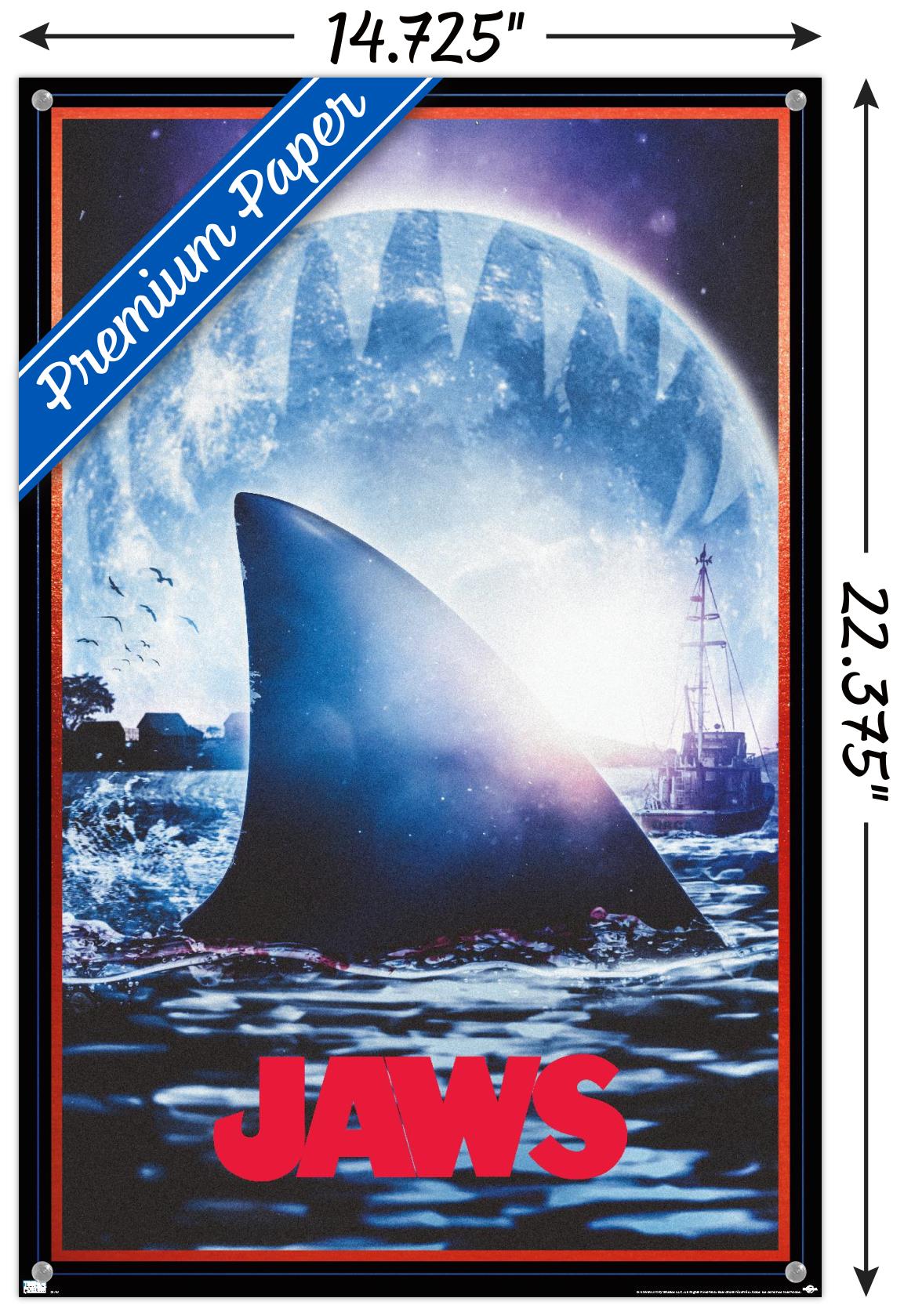 Jaws - Moon One Sheet Wall Poster with Push Pins, 14.725" x 22.375"