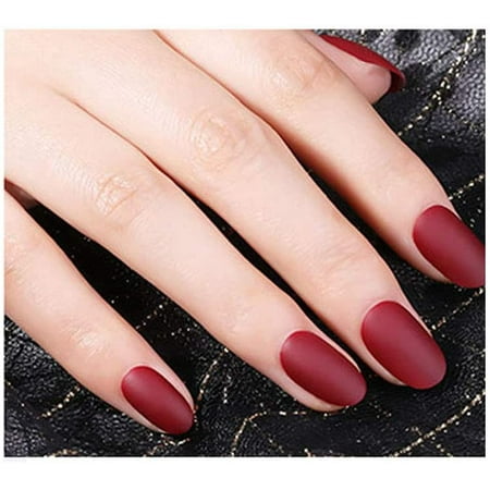24 PCS Matte Wine Red False Nails Full Cover Short Acrylic Press on Fake  Nails for Women and Girls | Walmart Canada