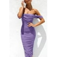 thumbnail image 6 of PRETTYGARDEN Women's Summer Off The Shoulder Dresses Sleeveless Ruched Fitted Cocktail Party Club Midi Bodycon Dress, 6 of 8