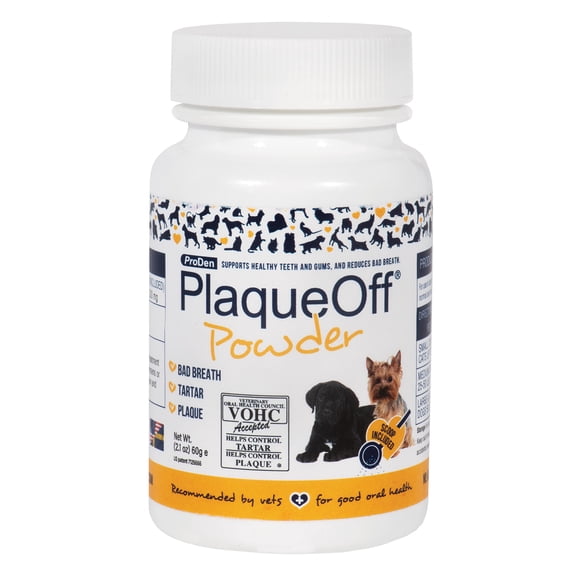 ProDen PlaqueOff Powder for Pets - Cat & Dog Breath Freshener - Plaque & Tartar Remover for Pet Oral Care - 60g