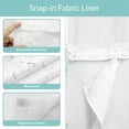 thumbnail image 5 of No Hook Shower Curtain with Snap in Liner, Gradient Teal Marble Texture Curtain Set See-Through Top Double Layers Abstract Watercolor Geometric Shower Curtains for Bathroom Decor, 72x72in, 5 of 9