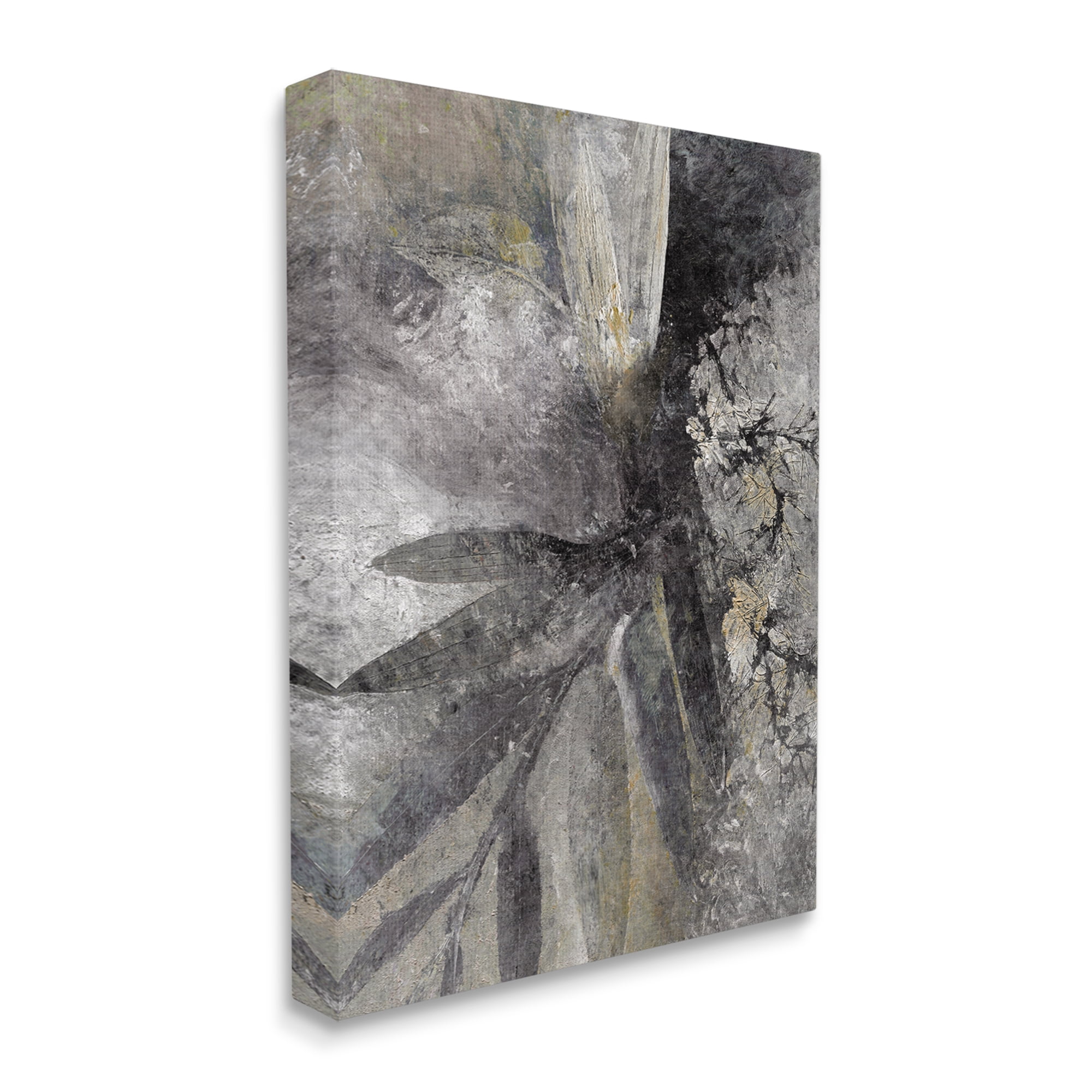 Stupell Industries Grey Abstract Botanical Abstract Painting Gallery Wrapped Canvas Art Print Wall Art, 24 x 30