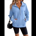 thumbnail image 1 of Sudadera Corta de con Cuello Alto y Media Cremallera para Mujer, Bolsillos y Abertura para el Pulgar. Azul XL, 1 of 10