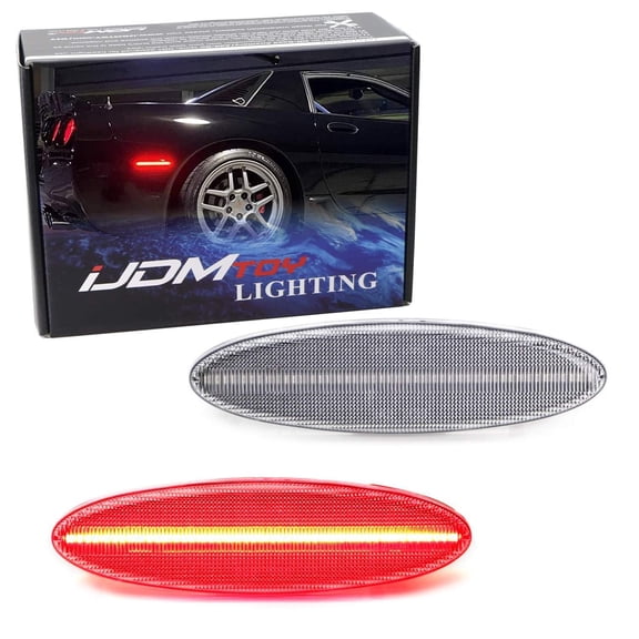 Clear Lens Full LED Strip Rear Side Marker Light Kit For 1999-2004 Chevy C5 Corvette, Powered by 50-SMD LED, Replace OEM Sidemarker Lamps