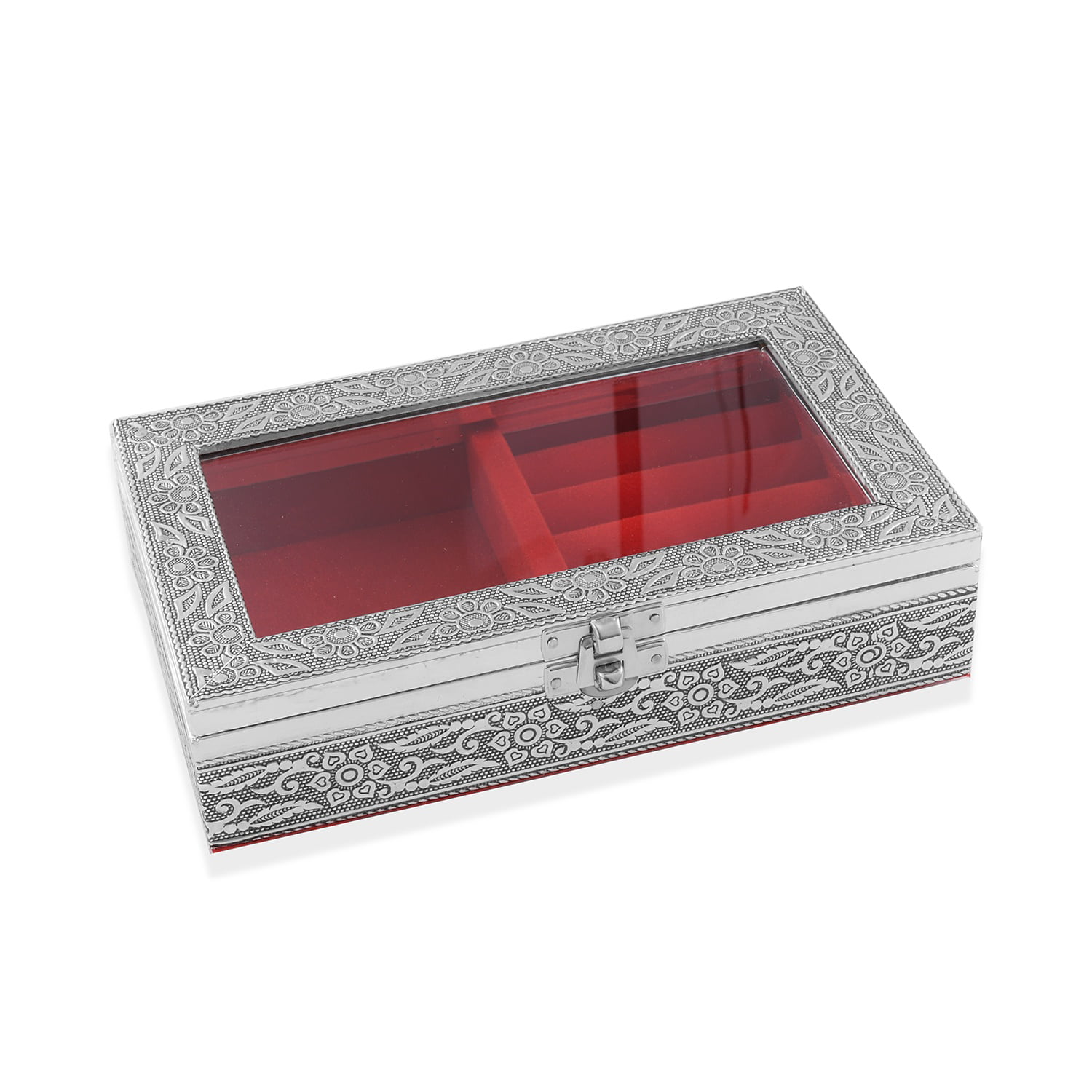 Aluminium Oxidized Jewelry Organizer Box Storage with Wine Scratch Protection 