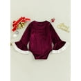 thumbnail image 4 of Gzhioc Baby Girl Christmas Velvet Romper, Long Bell Sleeve Round Neck Letter Bell/Hat Print Bodysuit,3-24 Months, 4 of 9