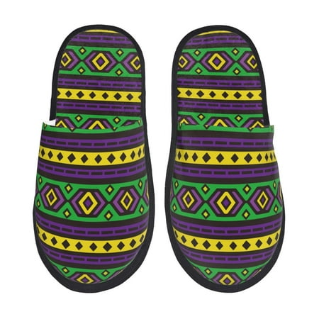 

Tideii Carnival Mardi Gras for Home Indoor Cotton Slippers Autumn and Winter EVA Plush Slippers Household Supplies Unisex-Large