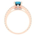 thumbnail image 4 of 1.465 ct Round Cut Simulated Turquoise Solitaire with Simulated Diamond Accents 18K Rose Gold Womens Engagement Ring, 4 of 5