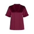 thumbnail image 5 of Paiwinds Women's V-Neck Short Sleeve Satin Blouse Business Casual Wear Soft Polyester Work T-Shirt Top, 5 of 8