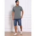 thumbnail image 2 of DARING DIVA Men's Henley Crew Neck Short Sleeve Button Down T-Shirt M Gray, 2 of 7