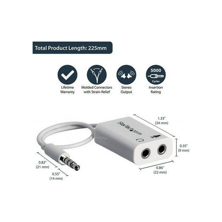 StarTech.com 4 Position Microphone and Headphone Splitter - 3.5 mm - White  - MUYHSMFFADW - Audio & Video Cables 