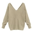 thumbnail image 4 of Manxivoo Sweaters for Women Women's Two Piece V Neck Knotted Over Open Back Knit Sweater Topdacron Sweaters for Women Beige, 4 of 4