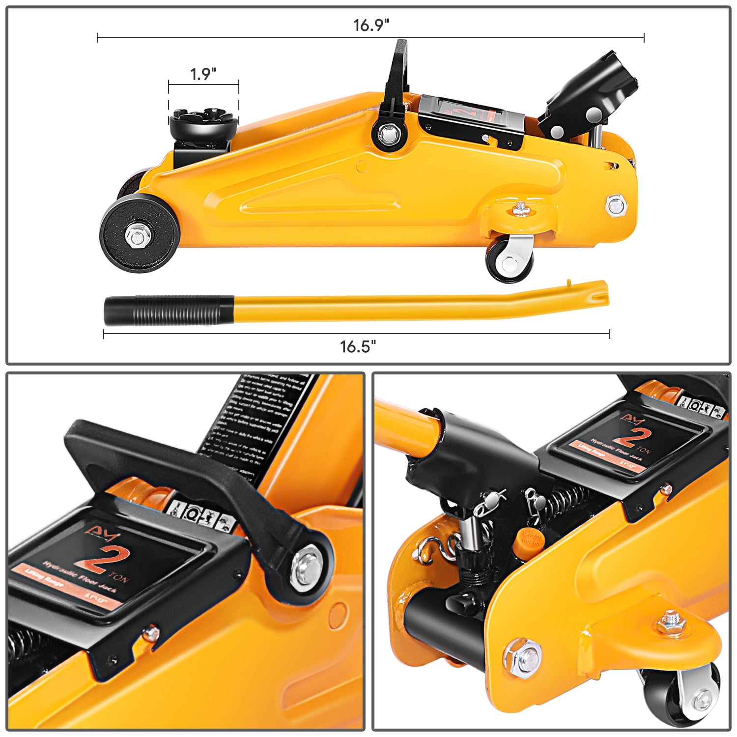 2 Ton 4000lbs Hydraulic Trolley Floor Lift Jack Stands Combo Lifting Car Orange