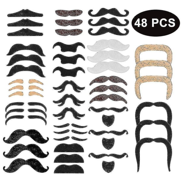 48 Piezas de Bigotes Falsos, Fiesta de Fiesta de Bigote Autoadhesiva Novedad