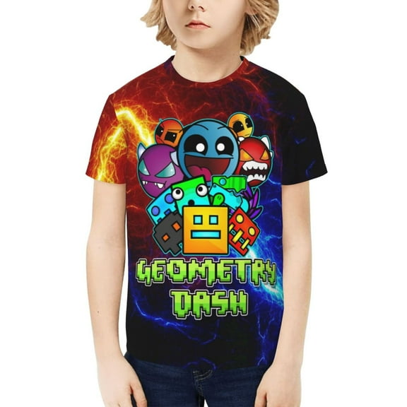 Geometry Dash Kids T-Shirt 3d Printed Graphic T-Shirts Boys And Girls Short Sleeve Shirts For Youth Kids X-Small