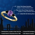 thumbnail image 2 of Gem Stone King 18K Yellow Gold Plated Silver Purple Amethyst and Black Diamond Engagement Ring for Women | 1.09 Cttw | Oval 7X5MM | Gemstone February Birthstone | Size 9, 2 of 6
