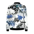 thumbnail image 4 of UTSJKR Bomber Jacket for Women 2024 Fall Fashion Floral Print Lightweight Comfy Jackets Trendy Oversized Zip Up Coat Outwear with Pockets Blue XL, 4 of 5