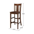 thumbnail image 6 of International Concepts 3-Piece Solid Wood Bar Height Dining Set with 36" Round Top Pedestal Table and 2 Slat Back Stools, Espresso, 6 of 9
