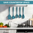 thumbnail image 5 of Walchoice 5 Pcs Silicone Cooking Utensils Set, Heat-Resistant Kitchen Utensils Set, Food-Grade Kitchen Tools, Soup Ladle, Slotted Spoon, Slotted Turner, Spoon, Pasta Server - Blue, 5 of 7