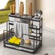 thumbnail image 1 of Estante de almacenamiento de cuchillos de cocina | Organizador de mostrador multifuncional de acero inoxidable | Soporte para tabla de cortar Palillos Jaula | Estante para ahorro de espacio sin, 1 of 6
