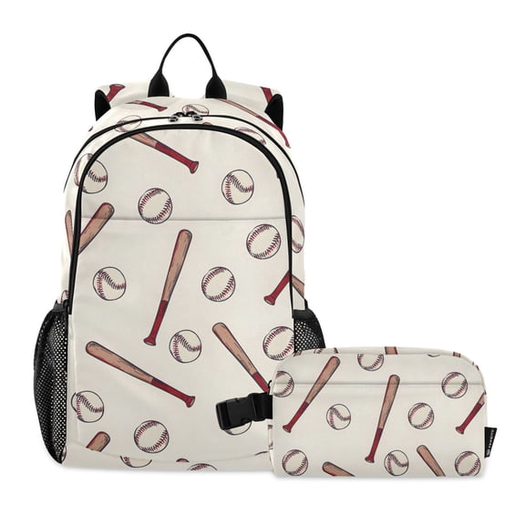 ALAZA Baseball Bat School Backpack Lunch Box Set Student Bookbag